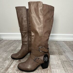 STYLE & CO Jomaris Block-Heel Boots Taupe 6M